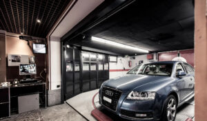 The image shows a parking space inside a Sotefin automatic car park.