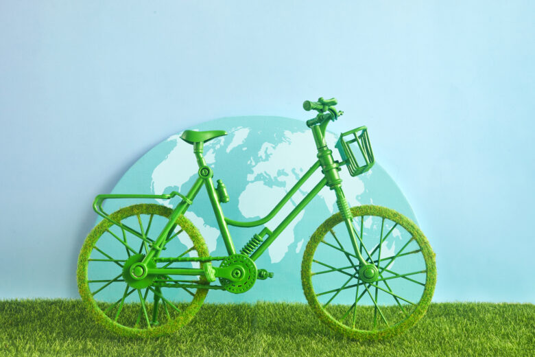 Photo of a bike, the quintessential symbol of green mobility.